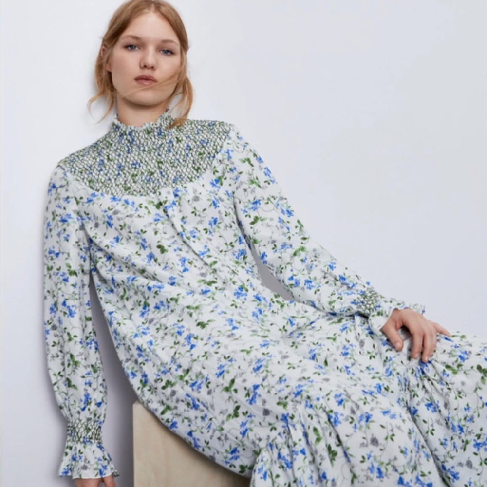 Garden floral smocked dress